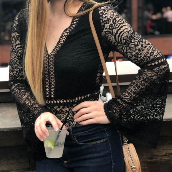 Nasty Gal Tops - Crochet lace bodysuit